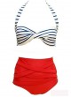  Polka Dot or Striped Top High Waisted Bikini